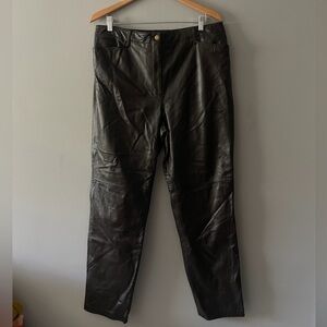 Lauren Ralph Lauren 100% Leather Pants in Chestnut